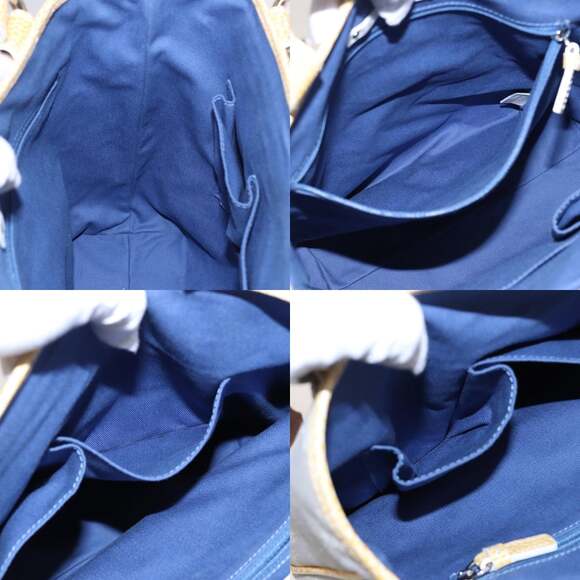 CELINE Macadam Canvas Tote Bag Yellow Light Blue - Picture 12 of 13